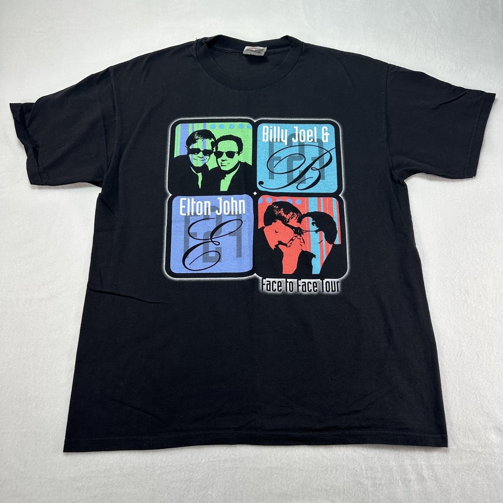 Vintage Billy Joel Elton John Shirt Men's Large Face To‎ Face Tour 2001 Band Tee